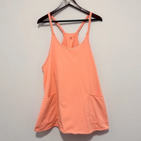 Free People Movement Hot Shot Romper Shorts Dress Size Medium Orange - Picture 4 of 9